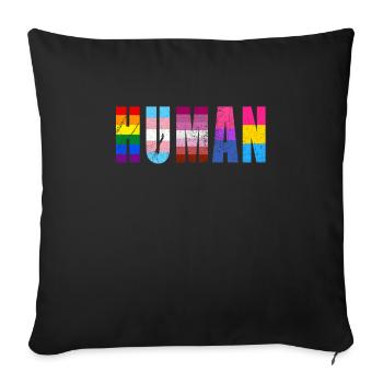HUMAN LGBTQ Flag Colors Distressed - LGBTQ - Sofa pillowcase 17,3'' x 17,3'' (45 x 45 cm) - black - Front