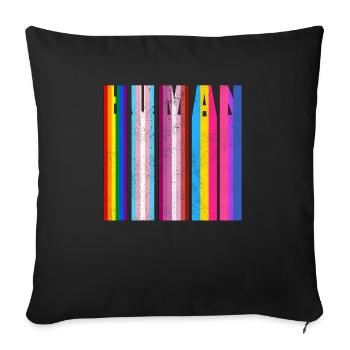 HUMAN in LGBTQ Flag Colors - LGBTQ Flag - Sofa pillowcase 17,3'' x 17,3'' (45 x 45 cm) - black - Front