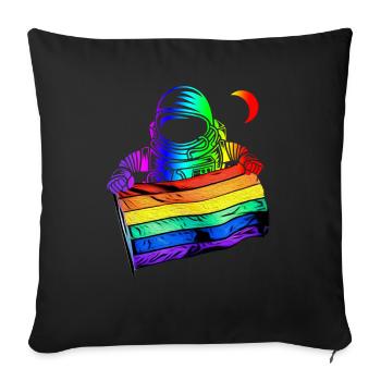 LGBTQ Flag Astronaut - LGBTQ - Sofa pillowcase 17,3'' x 17,3'' (45 x 45 cm) - black - Front