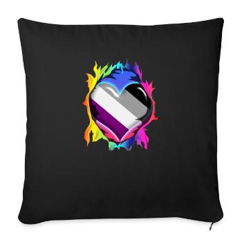 LGBTQ Pride Heart - Asexual - Sofa pillowcase 17,3'' x 17,3'' (45 x 45 cm) - black - Front