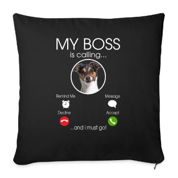Jack Russel my Boss - Housse de coussin décorative 45 x 45 cm - noir - Devant
