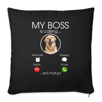 Golden Retriever my Boss - Housse de coussin décorative 45 x 45 cm - noir - Devant
