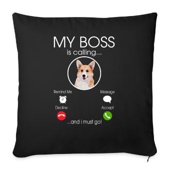 Welsh Corgi my Boss - Housse de coussin décorative 45 x 45 cm - noir - Devant