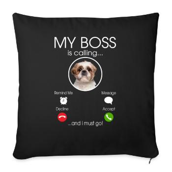 Shih Tzu my Boss - Housse de coussin décorative 45 x 45 cm - noir - Devant