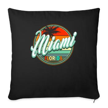 Vacances d’été à la plage - Miami - Housse de coussin décorative 45 x 45 cm - noir - Devant