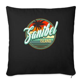 Vacances d’été à la plage - Île de Sanibel - Housse de coussin décorative 45 x 45 cm - noir - Devant
