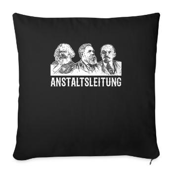 DDR Anstaltsleitung Marx Engels Lenin für alle - Sofakissenbezug 45 x 45 cm - Schwarz - Vorne
