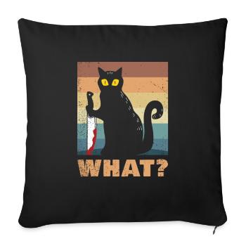 Drôle quoi??? Chat pour les amoureux des chats - Housse de coussin décorative 45 x 45 cm - noir - Devant
