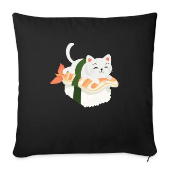 Drôles de sushi cats pour tous les amoureux des chats - Housse de coussin décorative 45 x 45 cm - noir - Devant
