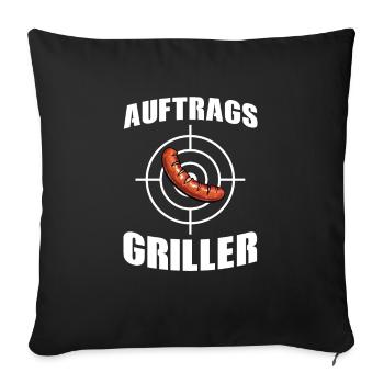 Auftrags Griller Design für alle Profi Griller - Sofakissenbezug 45 x 45 cm - Schwarz - Vorne