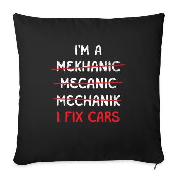 Je suis Mécanicien Mekhanic Mecanic, Je Répare - Housse de coussin décorative 45 x 45 cm - noir - Devant