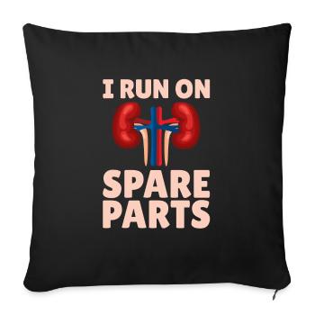 Je cours sur des pièces détachées drôle - Housse de coussin décorative 45 x 45 cm - noir - Devant