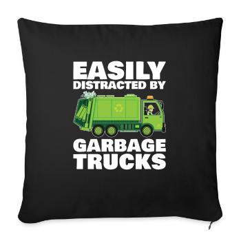 Leicht Von Müllwagen Abgelenkt - Sofakissenbezug 45 x 45 cm - Schwarz - Vorne