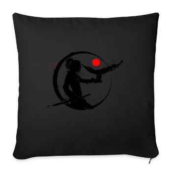 Samurai Ninja Fighter japonais pour les fans du Japon - Housse de coussin décorative 45 x 45 cm - noir - Devant