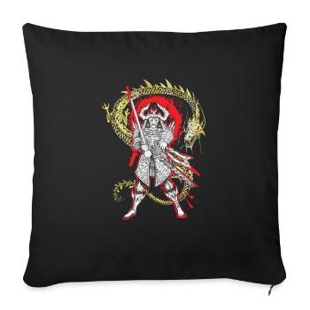 Samurai Ninja Fighter japonais pour les fans du Japon - Housse de coussin décorative 45 x 45 cm - noir - Devant