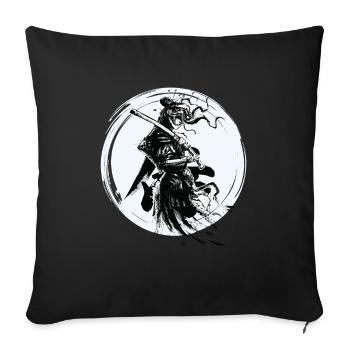 Samurai Ninja Fighter japonais pour les fans du Japon - Housse de coussin décorative 45 x 45 cm - noir - Devant
