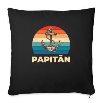 Papitän Segel Anker Meer Design für alle - Sofakissenbezug 45 x 45 cm - Schwarz - Vorne