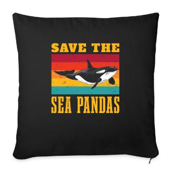 Save The Sea Pandas For All Whale Lover - Sofa pillowcase 17,3'' x 17,3'' (45 x 45 cm) - black - Front