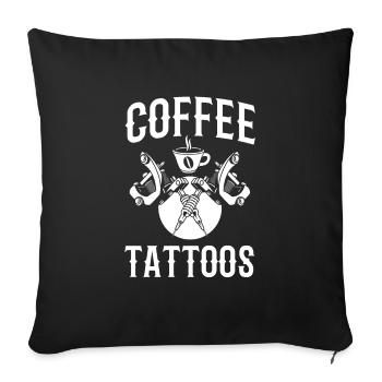 Coffee tattoos For tattoo fans - Sofa pillowcase 17,3'' x 17,3'' (45 x 45 cm) - black - Front