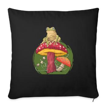 Conception de grenouille de chasse aux champignons pour les amateurs de grenouilles - Housse de coussin décorative 45 x 45 cm - noir - Devant