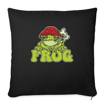 Conception de grenouille de chasse aux champignons pour les amateurs de grenouilles - Housse de coussin décorative 45 x 45 cm - noir - Devant