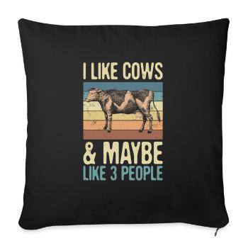 J’aime les vaches et peut-être 3 personnes - Housse de coussin décorative 45 x 45 cm - noir - Devant