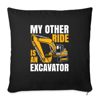 Mon autre manège est une excavatrice pour tout le monde - Housse de coussin décorative 45 x 45 cm - noir - Devant