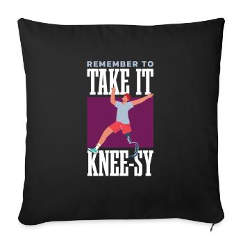 Denken Sie Daran, Für Alle Sportfans Das Knie Zu - Sofakissenbezug 45 x 45 cm - Schwarz - Vorne