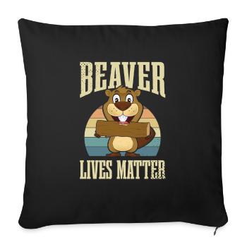 Biber Isst Materie - Sofakissenbezug 45 x 45 cm - Schwarz - Vorne