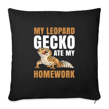 My leopard gecko has eaten my homework - Sofa pillowcase 17,3'' x 17,3'' (45 x 45 cm) - black - Front