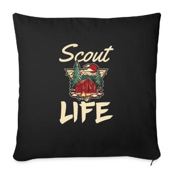 Scout Life for all Scouting Adventure fans - Sofa pillowcase 17,3'' x 17,3'' (45 x 45 cm) - black - Front