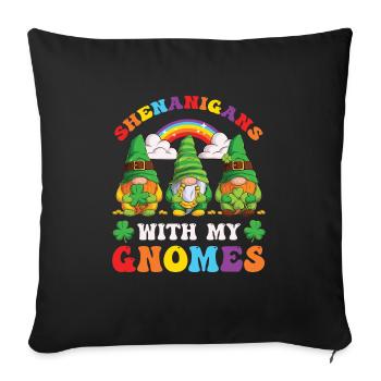 Shenanigans with gnomes for St.Patrick's Day fan - Sofa pillowcase 17,3'' x 17,3'' (45 x 45 cm) - black - Front
