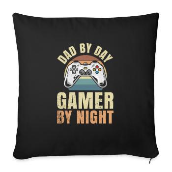 Father by day Gamer by night - Sofa pillowcase 17,3'' x 17,3'' (45 x 45 cm) - black - Front