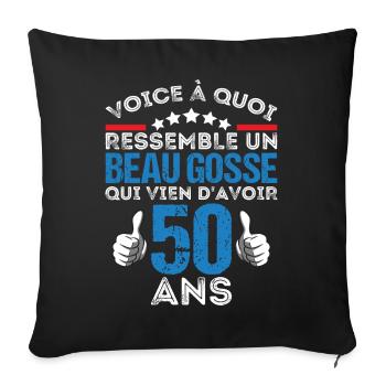 Voici à quoi ressemble un beau gosse anniv 50 ans - Housse de coussin décorative 45 x 45 cm - noir - Devant