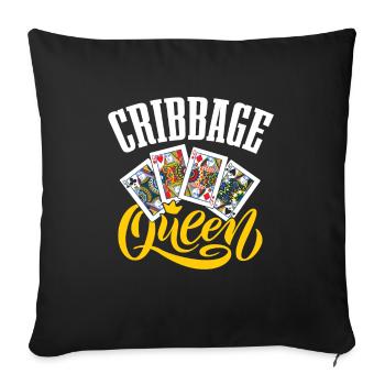 Cribbage Queen for card game fans - Sofa pillowcase 17,3'' x 17,3'' (45 x 45 cm) - black - Front