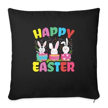Joyeuses Pâques pour tous les fans de Pâques - Housse de coussin décorative 45 x 45 cm - noir - Devant