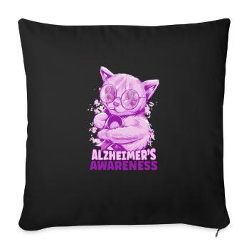 Petit chat - Sensibilisation à la maladie d’Alzheimer - Housse de coussin décorative 45 x 45 cm - noir - Devant