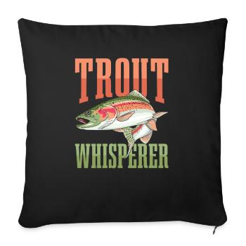Chuchoteur à truite pour tous les amateurs de pêche - Housse de coussin décorative 45 x 45 cm - noir - Devant