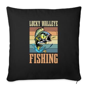 Lucky Walleye Fishing for all fishing enthusiasts - Sofa pillowcase 17,3'' x 17,3'' (45 x 45 cm) - black - Front