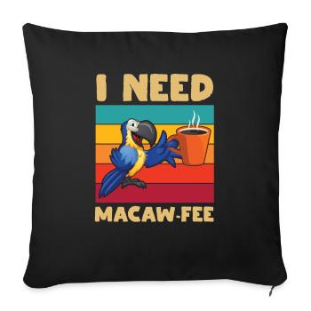 I need a macaw fee for all bird fans. - Sofa pillowcase 17,3'' x 17,3'' (45 x 45 cm) - black - Front