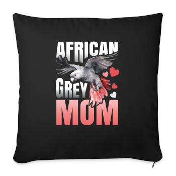 African Gray Mother For All Macaw Fans - Sofa pillowcase 17,3'' x 17,3'' (45 x 45 cm) - black - Front