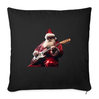 Le Père Noël joue de la guitare pour tout le monde - Housse de coussin décorative 45 x 45 cm - noir - Devant