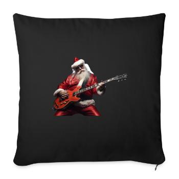 Le Père Noël joue de la guitare pour tout le monde - Housse de coussin décorative 45 x 45 cm - noir - Devant