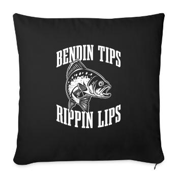 Bendin Tips Rippin Lips pour tous les fans de pêche - Housse de coussin décorative 45 x 45 cm - noir - Devant