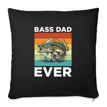 Bass Dad Ever pour tous les fans de pêche - Housse de coussin décorative 45 x 45 cm - noir - Devant