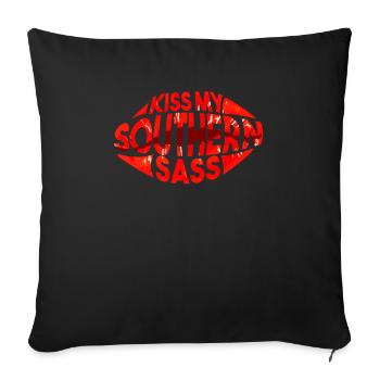 Kiss My Southern Sass For Southern Life Fan - Sofa pillowcase 17,3'' x 17,3'' (45 x 45 cm) - black - Front