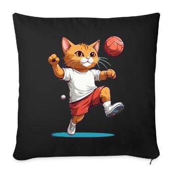 Cute Handball Cat Ball Sports Design Streetwear - Sofa pillowcase 17,3'' x 17,3'' (45 x 45 cm) - black - Front