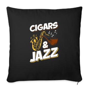 Cigars and Jazz Saxophone Music Lovers - Sofa pillowcase 17,3'' x 17,3'' (45 x 45 cm) - black - Front