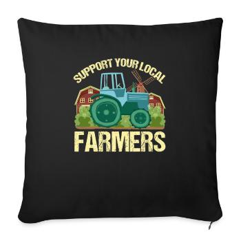 Soutenez vos agriculteurs locaux - Housse de coussin décorative 45 x 45 cm - noir - Devant