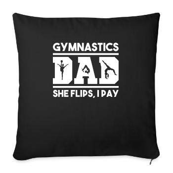 Gymnastics Dad She Flips I Numbers - Sofa pillowcase 17,3'' x 17,3'' (45 x 45 cm) - black - Front